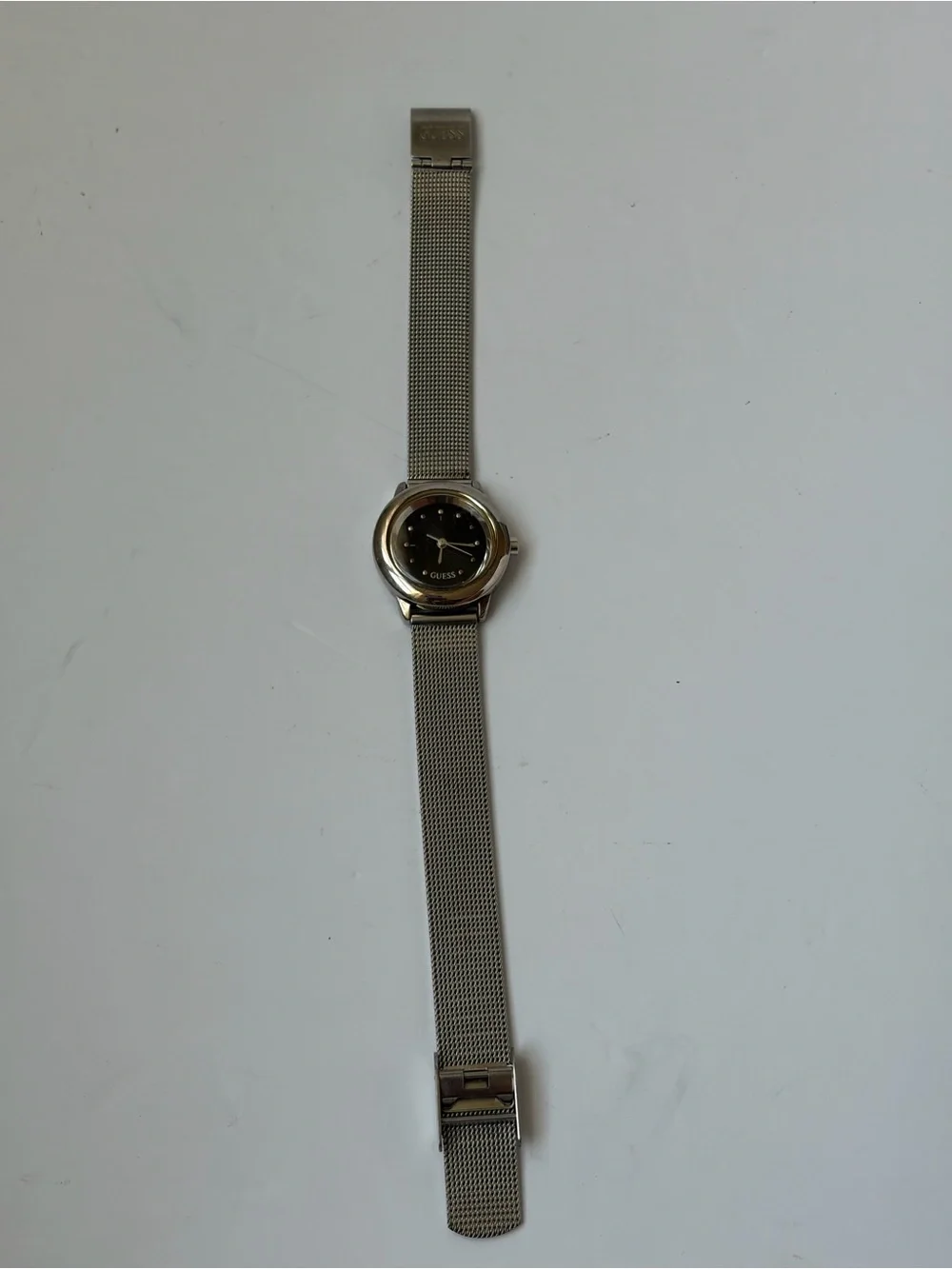Guess Silver Stainless Steel Small Watchface Womens, New Battery, Works!